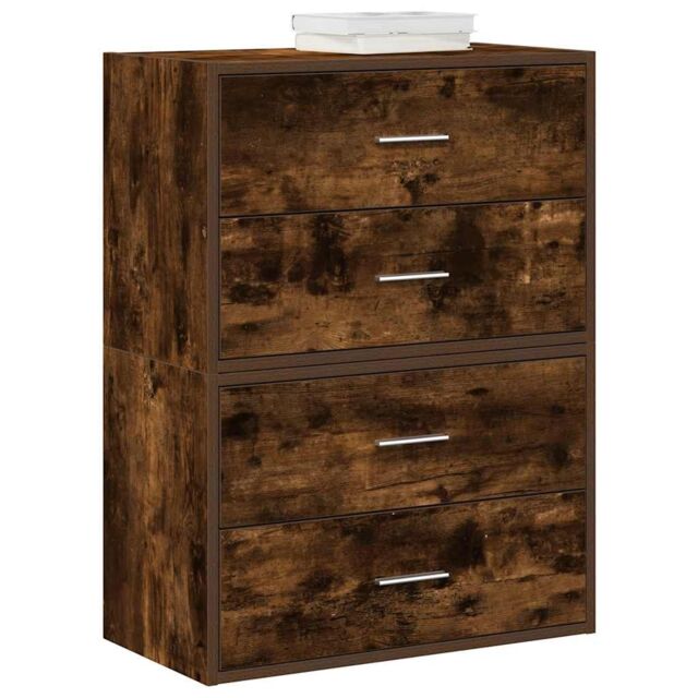Berkfield Home Cabinets with 2 Drawers 2 pcs Smoked Oak 60x31x40 cm Engineered Wood in Brown - Size: 60 x 31 x 40 cm - image 1