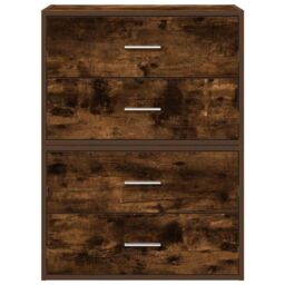 Berkfield Home Cabinets with 2 Drawers 2 pcs Smoked Oak 60x31x40 cm Engineered Wood in Brown - Size: 60 x 31 x 40 cm - thumbnail 4