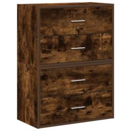 Berkfield Home Cabinets with 2 Drawers 2 pcs Smoked Oak 60x31x40 cm Engineered Wood in Brown - Size: 60 x 31 x 40 cm - thumbnail 2