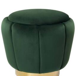 Wyld and Coco Green Velvet Pouffe with Gold Stainless Steel Base 43 x 37 cm - thumbnail 3