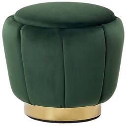Wyld and Coco Green Velvet Pouffe with Gold Stainless Steel Base 43 x 37 cm - thumbnail 2