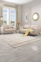 More4Homes Oslo Modern Scandi Style Fabric Living Room 2+3 Seater Sofa Set in Beige - thumbnail 1