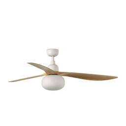 Netlighting Outwood Large 3 Blade Ceiling Fan White Oak Wood Light 1x E27 IP44 in Brown