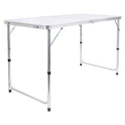 Harbour Housewares Height Adjustable Aluminium Folding Picnic Table - 120cm (4ft) in White