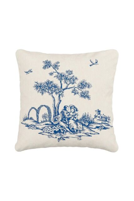 V & A 'Enchanted Garden' Cotton Cushion in Blue - Size: 45 cm x 45 cm - image 1