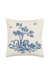 V & A 'Enchanted Garden' Cotton Cushion in Blue - Size: 45 cm x 45 cm - thumbnail 1