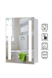 Living and Home 60cm W x 80cm H Bathroom LED Anti-Fog Makeup Mirror Cabinet with Touch Switch in Silver - Size: 60 cm W x 80 cm H - thumbnail 5