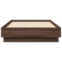 Berkfield Home Durable Bed Frame Frame with LED Lights Brown Oak 75x190 cm Small - Size: Small Single - thumbnail 6