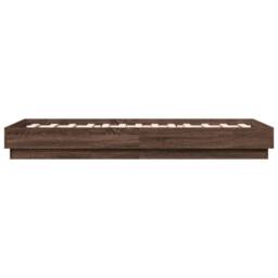 Berkfield Home Durable Bed Frame Frame with LED Lights Brown Oak 75x190 cm Small - Size: Small Single - thumbnail 7