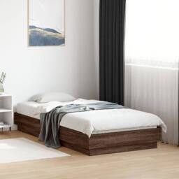Berkfield Home Durable Bed Frame Frame with LED Lights Brown Oak 75x190 cm Small - Size: Small Single - thumbnail 4