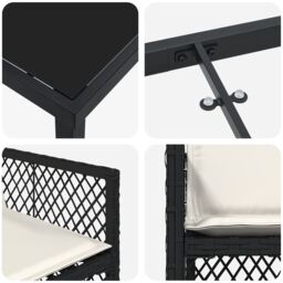 Berkfield Home 5 Piece Garden Dining Set with Cushions Black Poly Rattan - thumbnail 9