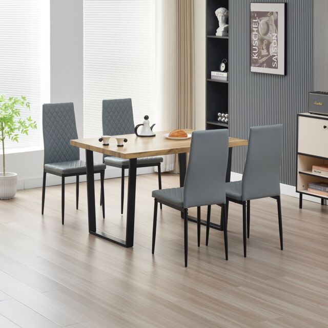 Outdoor Living Colorado Dining Table with 4 Grey Emily Leather Chairs - image 1