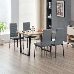 Outdoor Living Colorado Dining Table with 4 Grey Emily Leather Chairs - thumbnail 1
