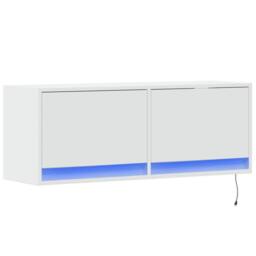 Berkfield Home TV Wall Cabinet with LED Lights White 100x31x35 cm - Size: 100 x 31 x 35 cm - thumbnail 3