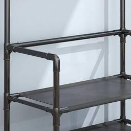 Living and Home Entryway 4 Tier Shoe Rack with Coat Hanger Garment Rack 80cm W in Black - Size: Large - thumbnail 6