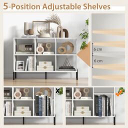 Costway 6-Cube Storage Bookcase Wooden Open Bookshelf in White - thumbnail 4