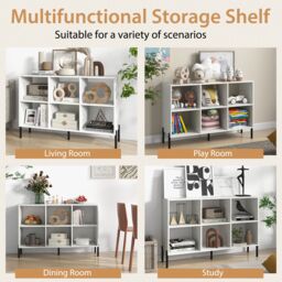 Costway 6-Cube Storage Bookcase Wooden Open Bookshelf in White - thumbnail 6
