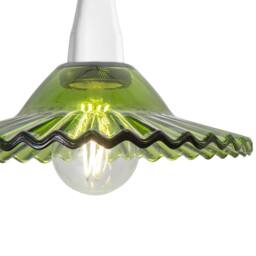 Happy Homewares Modern Emerald Green Glass Pendant Light Shade with Rippled Design - thumbnail 4