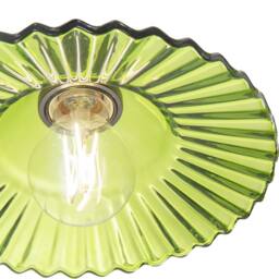 Happy Homewares Modern Emerald Green Glass Pendant Light Shade with Rippled Design - thumbnail 5
