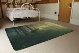 Benjamin Tate Design Sun, Trees In A Haze Of Light, Glowing Fog Among The Trees Designer Rug in Natural - Size: Large - thumbnail 3