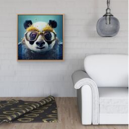 Warren Reed - Designer Panda With Golden Glasses Splashart Framed Canvas in Light Brown - Size: w40 inch x h40 inch - thumbnail 2