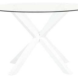 Wyld and Coco 120 cm Round Garden Dining Table Taupe Glass White Powder Coat - thumbnail 2