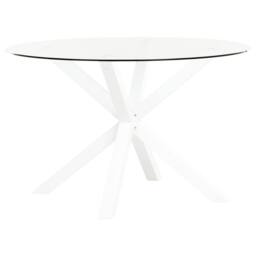 Wyld and Coco 120 cm Round Garden Dining Table Taupe Glass White Powder Coat - thumbnail 4