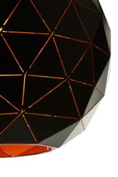 Orsina Small Coffee Finish Pendant Light, Geometric Steel Ceiling Light With Gold Interior, Hanging Light in Black - thumbnail 4
