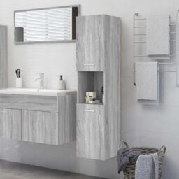 Berkfield Home Bathroom Cabinet Grey Sonoma 30x30x130 cm Engineered Wood - Size: 30 x 30 x 130 cm - thumbnail 1