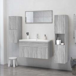 Berkfield Home Bathroom Cabinet Grey Sonoma 30x30x130 cm Engineered Wood - Size: 30 x 30 x 130 cm - thumbnail 3