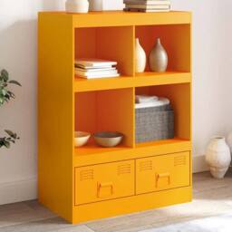 Berkfield Home Highboard Mustard Yellow 67x39x95 cm Steel - Size: 67 x 39 x 95 cm - thumbnail 2