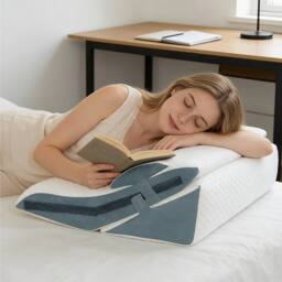 Lavio Wedge Pillow Cooling Memory Foam Orthopaedic Bed Cushion Acid Reflux in White - thumbnail 2