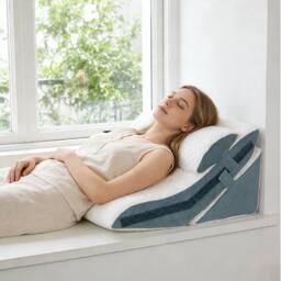 Lavio Wedge Pillow Cooling Memory Foam Orthopaedic Bed Cushion Acid Reflux in White - thumbnail 3