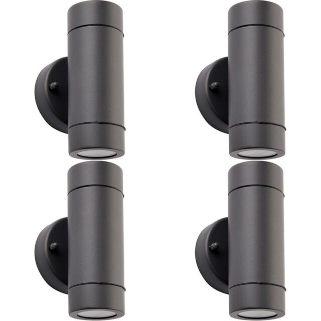 Loops 4 PACK Up & Down Twin Outdoor IP44 Wall Light - 2 x 7W GU10 LED - Anthracite - image 1