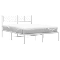 Berkfield Home Metal Bed Frame with Headboard White 120x200 cm - Size: Small Double - thumbnail 3
