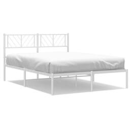 Berkfield Home Metal Bed Frame with Headboard White 120x200 cm - Size: Small Double - thumbnail 2