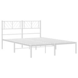 Berkfield Home Metal Bed Frame with Headboard White 120x200 cm - Size: Small Double - thumbnail 4