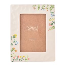 "The Cottage Garden Floral Print Ceramic Photo Frame 4"" x 6"" in Off-White" - thumbnail 1