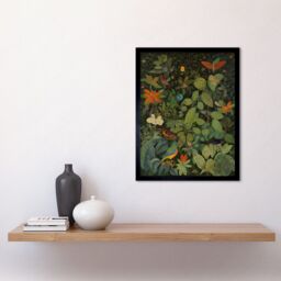 "Artery8 Wall Art Print Audubon Style Birds & Insects in Jungle Art Framed in Black - Size: W12"" x H16""" - thumbnail 2