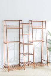 Living and Home Multi-Functional Clothes Hanging Rack Coat Garment Rack 7 Tier Storage Shelf in Brown - thumbnail 2