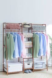 Living and Home Multi-Functional Clothes Hanging Rack Coat Garment Rack 7 Tier Storage Shelf in Brown - thumbnail 9