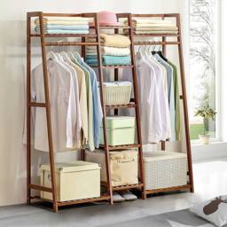 Living and Home Multi-Functional Clothes Hanging Rack Coat Garment Rack 7 Tier Storage Shelf in Brown - thumbnail 5