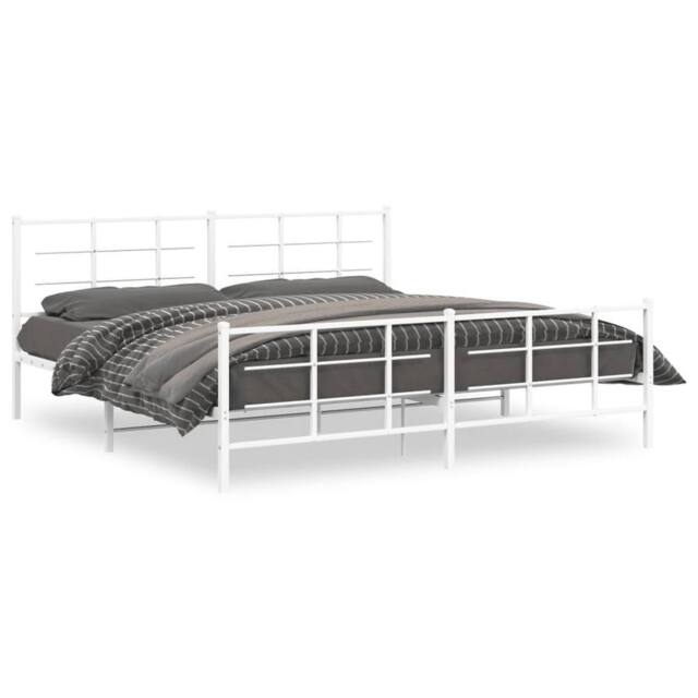 Berkfield Home Metal Bed Frame without Mattress with Footboard White 193x203cm - Size: 193x203 cm - image 1