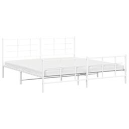 Berkfield Home Metal Bed Frame without Mattress with Footboard White 193x203cm - Size: 193x203 cm - thumbnail 4
