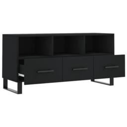 Berkfield Home TV Cabinet Black 102x36x50 cm Engineered Wood - Size: 102 x 36 x 50 cm - thumbnail 6
