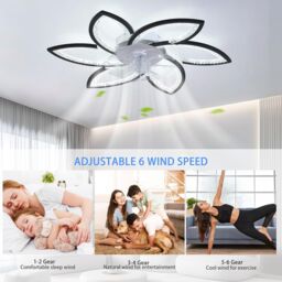 Garwarm Modern Dimmable LED Ceiling Fans with Lamps, 78 cm Black - thumbnail 4