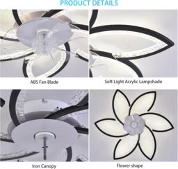 Garwarm Modern Dimmable LED Ceiling Fans with Lamps, 78 cm Black - thumbnail 6