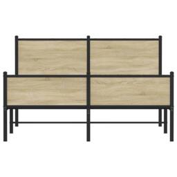 Berkfield Home Metal Bed Frame without Mattress Sonoma Oak 150x200 cm King Size in Brown - thumbnail 5