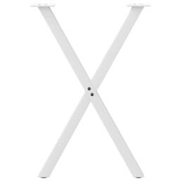 Berkfield Home Modern Dining Table Legs X-Shaped 2 pcs White 50x(72-73) cm Steel - thumbnail 5