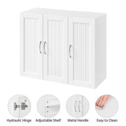 Kelvenix Bathroom Wall Cabinet 3 Doors in White - thumbnail 4